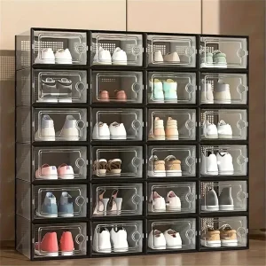 24pcs Large Stackable Plastic Shoe Storage Boxes Dustproof Transparent
