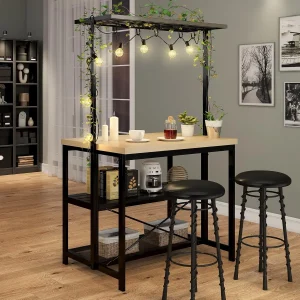 Kitchen Island with Storage, Bakers Rack with Power Outlet