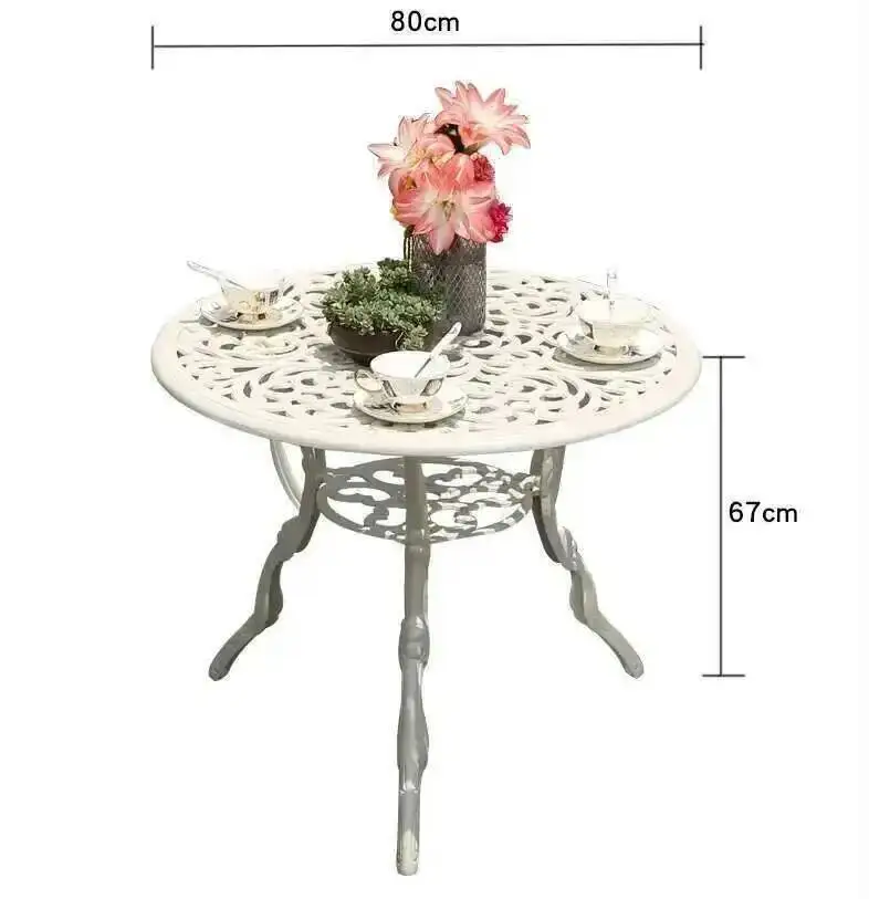 Outdoor Cast Aluminum Tables and Chairs Set Courtyard Garden - Image 1