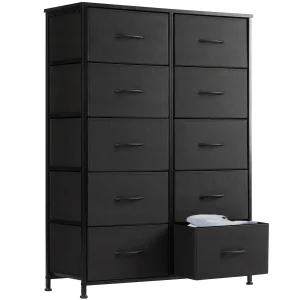 JHK Bedside Table For Bedroom With 10 Fabric Drawers - Thumbnail Image 5