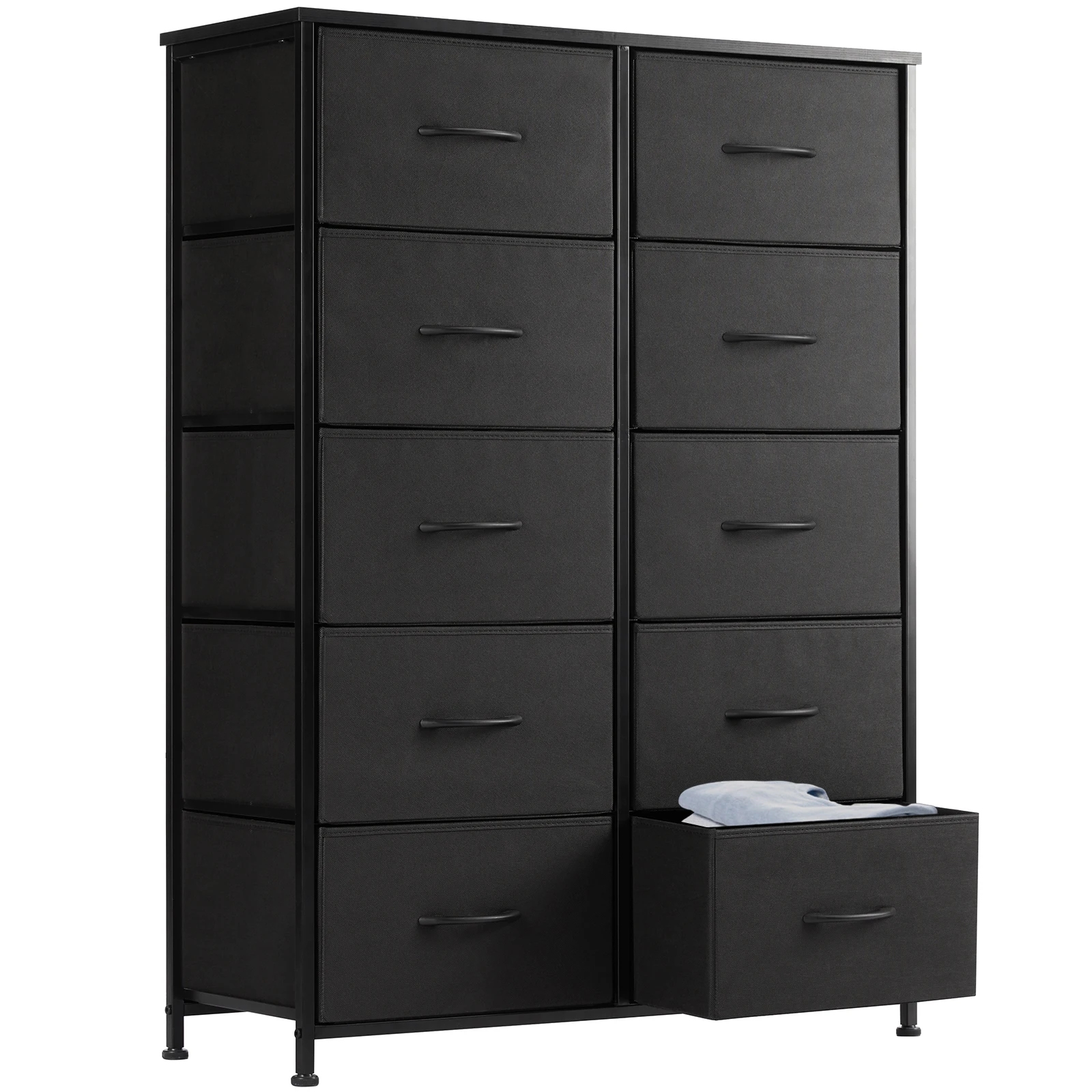 JHK Bedside Table For Bedroom With 10 Fabric Drawers - Image 5