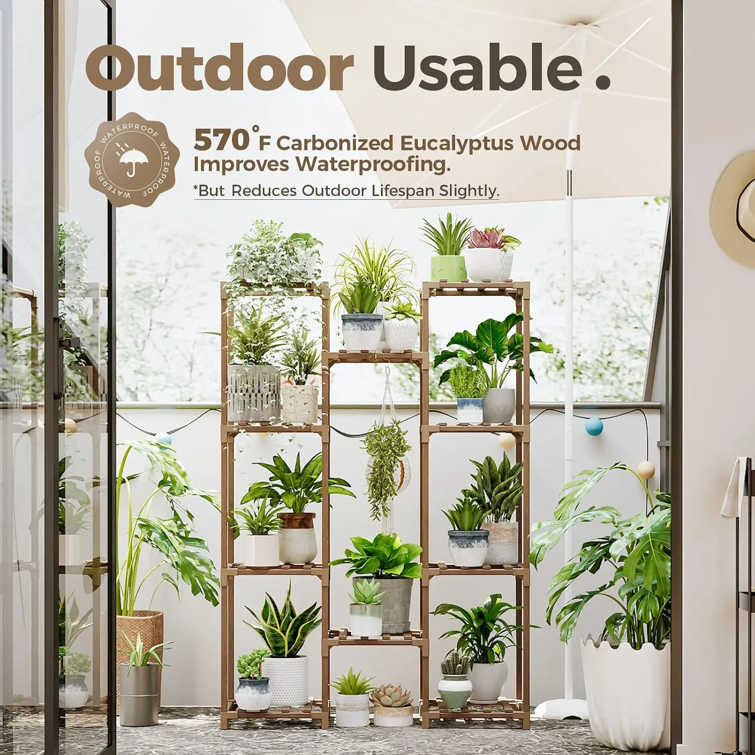 Bamworld Plant Stand Indoor Outdoor Tall Shelf - Image 4