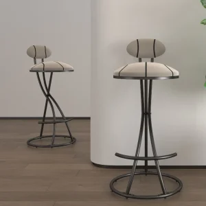 Upholstered Bar Stools Set of 2 Striped Counter Height Barstools