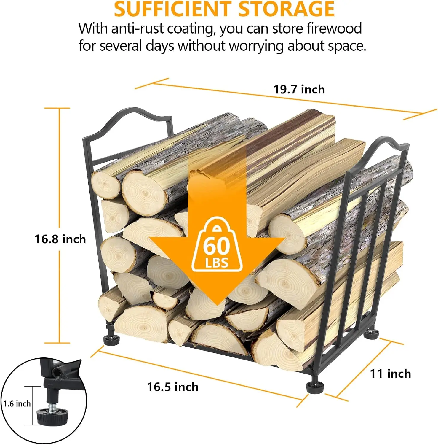 Firewood Rack, Foldable Firewood Holder - Image 4