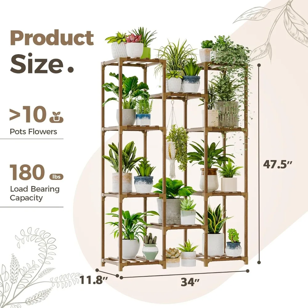 Bamworld Plant Stand Indoor Outdoor Tall Shelf - Image 3