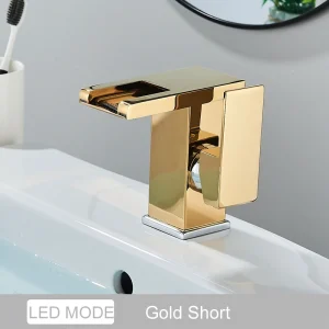 Luxury LED Color Changing Waterfall Basin Sink Faucet - Thumbnail Image 5