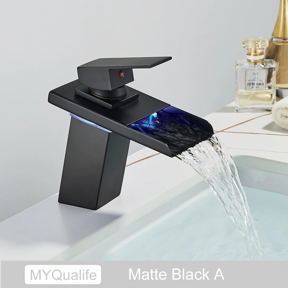 Luxury LED Color Changing Waterfall Basin Sink Faucet - Image 3