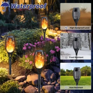 16-Pack Solar Torch Lights, Waterproof Outdoor Garden - Thumbnail Image 2