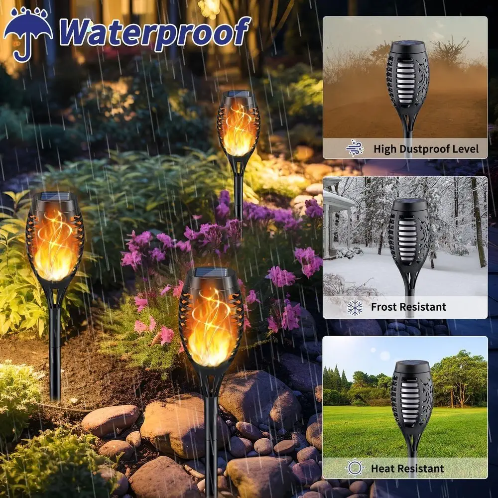 16-Pack Solar Torch Lights, Waterproof Outdoor Garden - Image 2