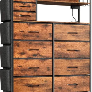 Storage Dresser with 11 Fabric Drawers,Charging Station - Thumbnail Image 4