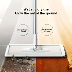 Hands-Free Flat Mop Bucket Set Wet Dry Floor Cleaning