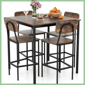 5-Piece Counter Height Dining Table Set with 4 Bar Stools