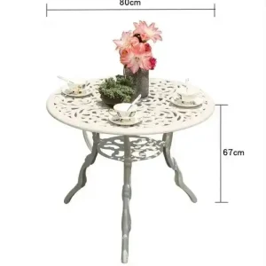 Outdoor Cast Aluminum Tables and Chairs Set Courtyard Garden - Thumbnail Image 5
