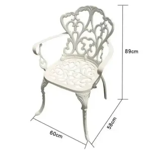 Outdoor Cast Aluminum Tables and Chairs Set Courtyard Garden - Thumbnail Image 2