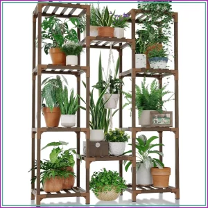 Bamworld Plant Stand Indoor Outdoor Tall Shelf