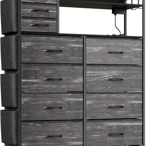 Storage Dresser with 11 Fabric Drawers,Charging Station - Thumbnail Image 3