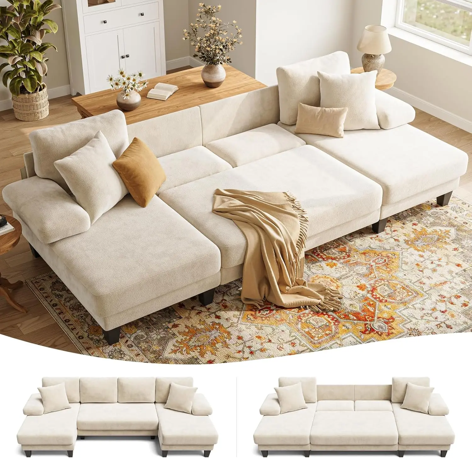 Sleeper Sofa with Pull Out Couch Bed | 112 Inch Couches for Living Room - Image 3