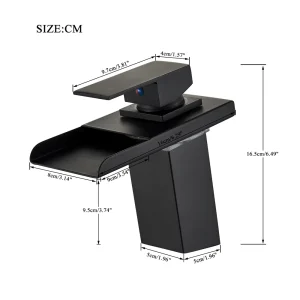 Luxury LED Color Changing Waterfall Basin Sink Faucet - Thumbnail Image 7