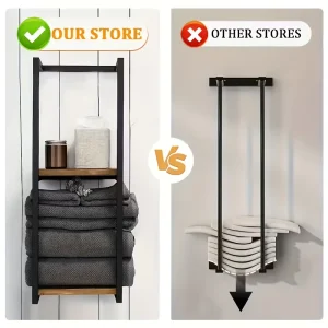 2-layer carbon steel wall-mounted towel rack - Thumbnail Image 2