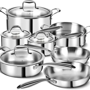 3-Ply Stainless Steel 11-Piece Cookware Set, Pots and Pans