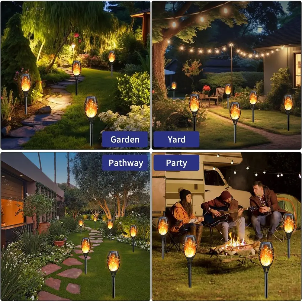 16-Pack Solar Torch Lights, Waterproof Outdoor Garden - Image 4