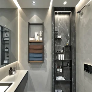 2-layer carbon steel wall-mounted towel rack - Thumbnail Image 3