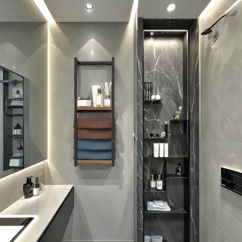 2-layer carbon steel wall-mounted towel rack - Image 3