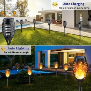 16-Pack Solar Torch Lights, Waterproof Outdoor Garden - Thumbnail Image 5