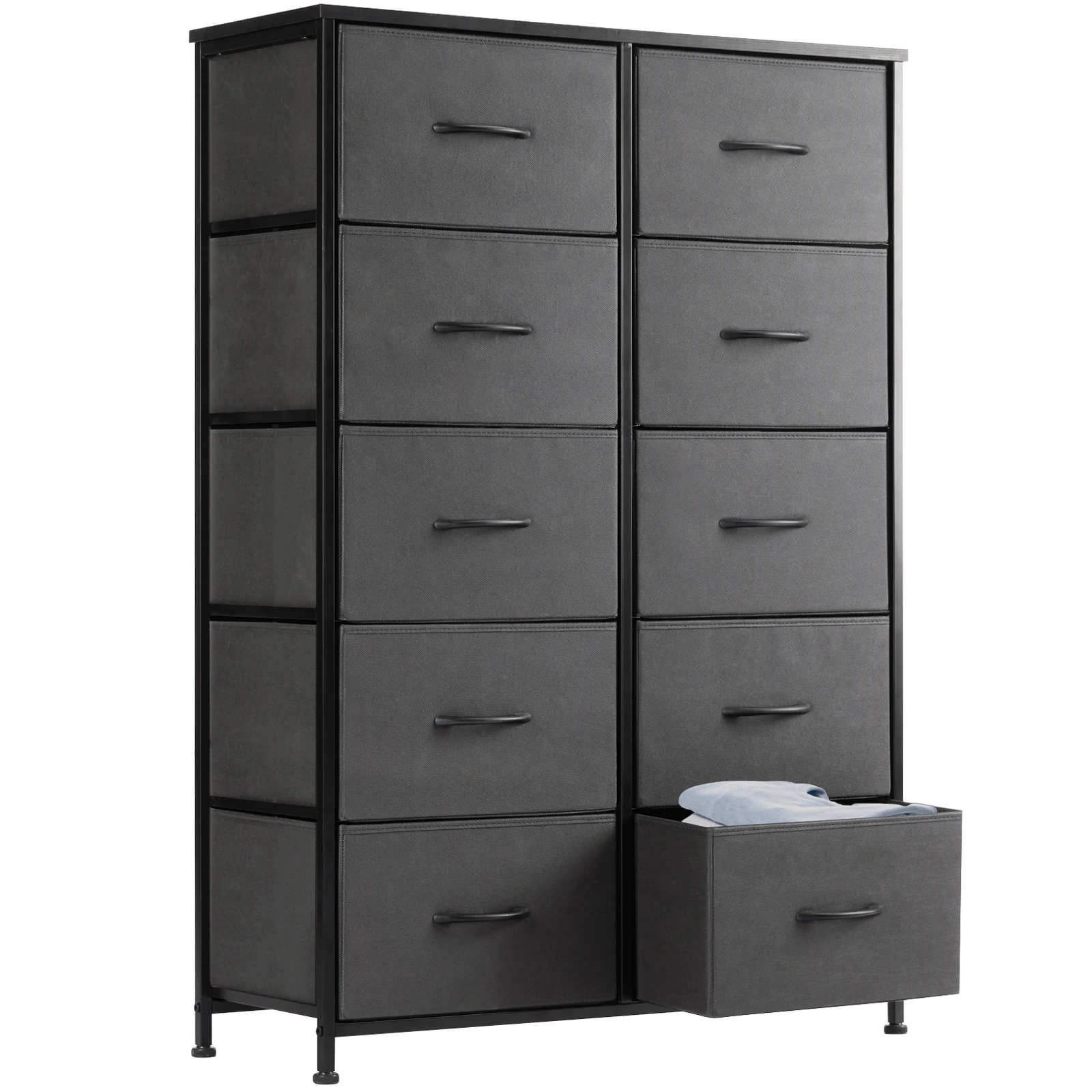 JHK Bedside Table For Bedroom With 10 Fabric Drawers - Image 3