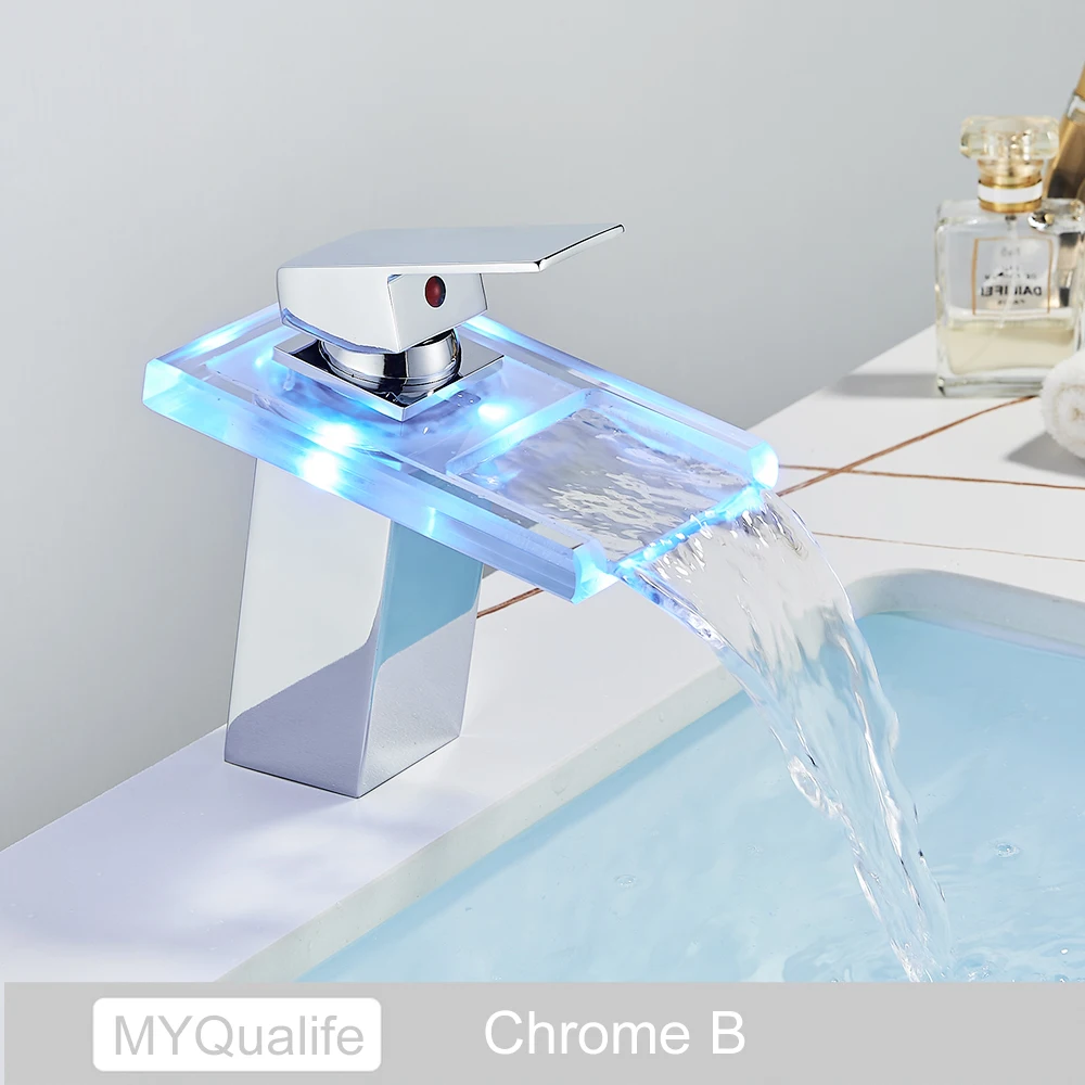 Luxury LED Color Changing Waterfall Basin Sink Faucet - Image 4