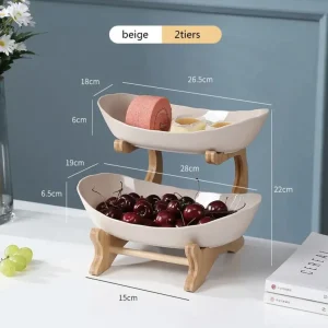 2/3 Layer Fruit Plate Home Living Room Plastic Snack Dish - Thumbnail Image 4